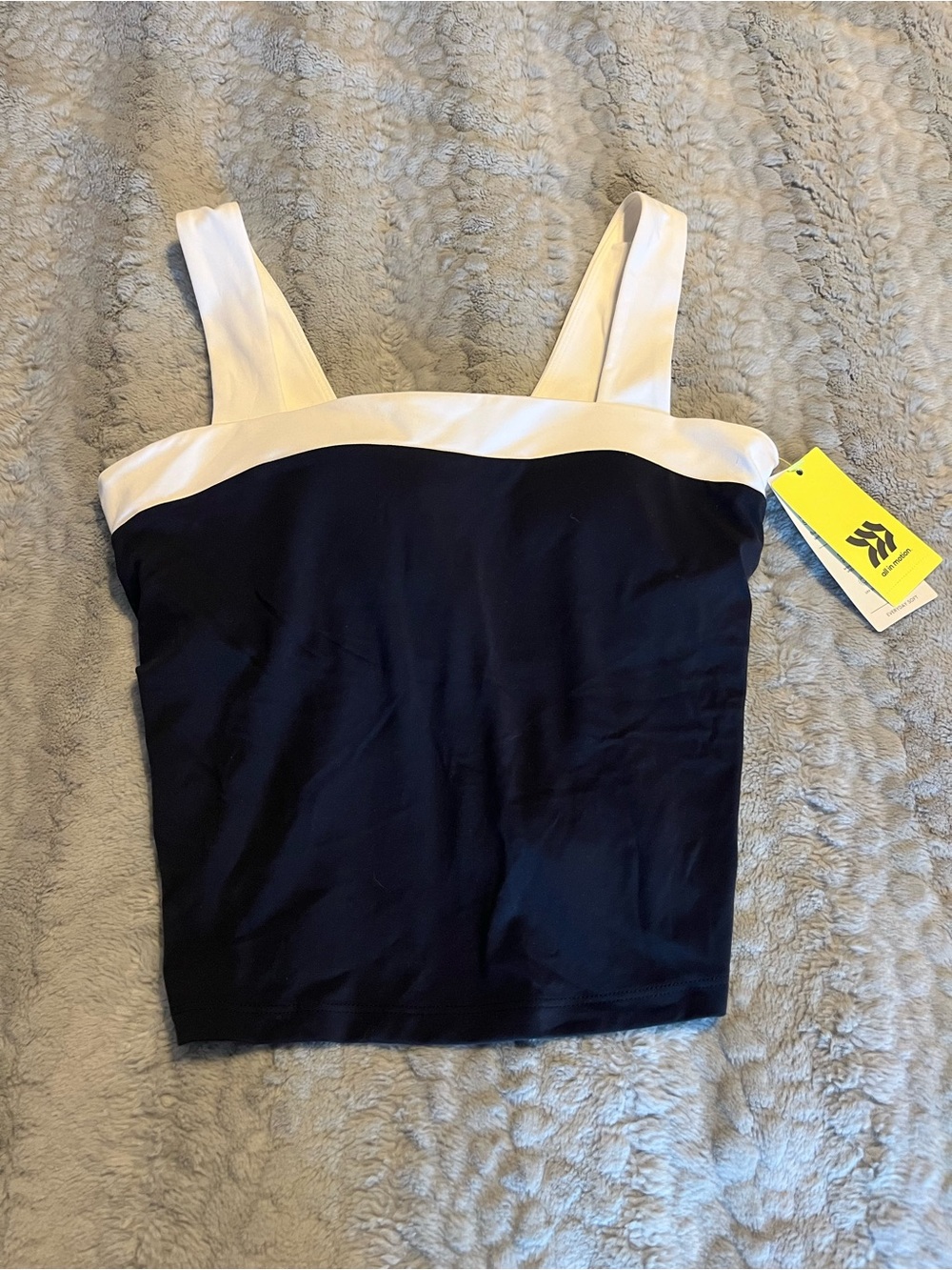 Women’s Black and White Square Neck Crop Tank Top